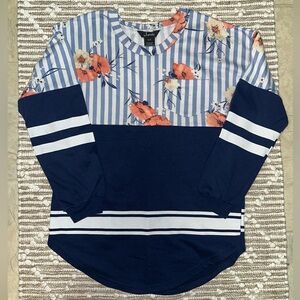 Floral and Striped Long Sleeve Shirt